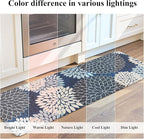 KIMODE Anti Fatigue Kitchen Mats for Floor, Boho Dahlia Floral Kitchen Rugs 24" x 59", Cushioned Mats for Kitchen Floor, Non Slip Kitchen Floor Mats, Sink, Laundry, Office,Blue Multi