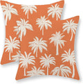 Burnt Orange Palm Tree Pillow Covers 20x20 Inch Set of 2 Vintage Tropical Decorative Pillow Cases Summer Outdoor Cushion Cover Farmhouse Linen Decoration Throw Pillows for Couch Living Room