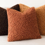 Foindtower Set of 2 Curly Teddy Wool Pillow Covers Decorative Boucle Textured Lumbar Throw Pillow Faux Fur Sherpa Pillowcases Sheepskin Fuzzy Cushion Case for Sofa Bedroom Car 12"x20" Burnt Orange