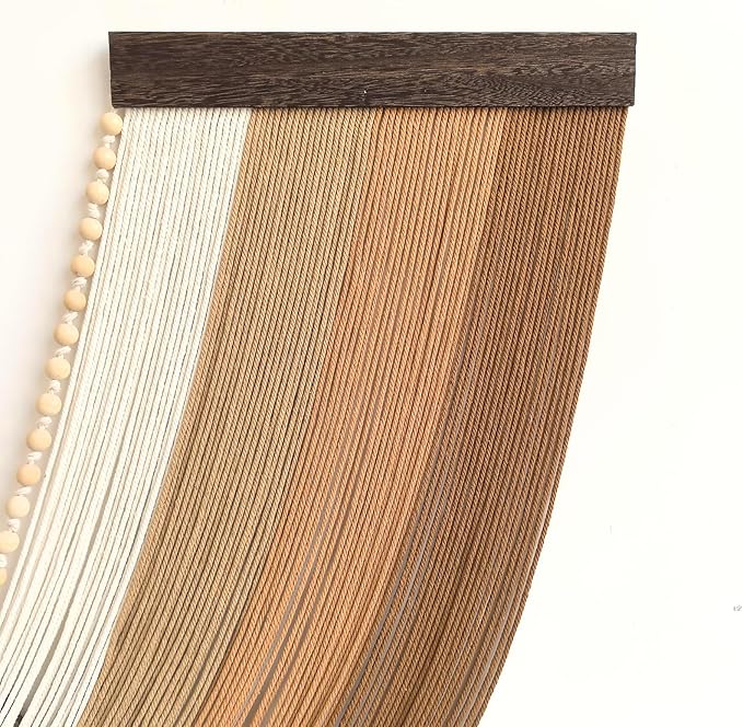 Achart Large Macrame Wall Hanging Dip Dyed Yarn Tapestry Ombre Yarn Gradient Color Macrame Wall Decor Macrame Tapestry Boho Decor for Bedroom Living Room Headboard Above Bed (Brown + Bead)