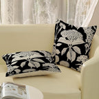 Black Pillow Covers 20x20 Inch Set of 2 Vintage Boho Floral Hydrangea Herbs Botanical Throw Pillows Outdoor Flower Decoration Pillowcase Linen Farmhouse Cushion Case Decorative for Couch Sofa