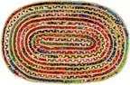 COTTON CRAFT Jute Chindi Braid Rag Rug - Boho Farmhouse Rustic Area Accent Throw Rug - Handwoven Reversible Natural Recycled Cotton- Living Room Den Study Home Décor Gift - 2' x 3' Oval - Multi Color