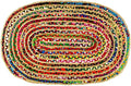 Cotton Craft - Hand Woven Reversible Jute & Cotton Multi Chindi Braid Rug - 4 x 6 Feet Oval - This Rug is Made from Multi Color re-cycled Yarns, Actual Product May Vary in Color from The Image Shown
