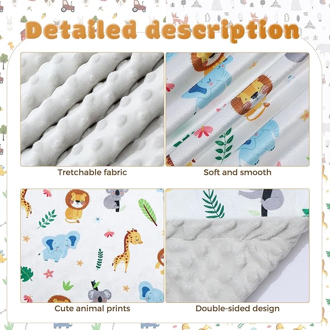 Tiamon 4 Pack Baby Blanket for Boys Girls 30 x 40 Inch Soft Double Layer Blankets with Dotted Backing Lovely Design Quilt for Unisex Toddler Newborn Forest Multicolor Printed (Animals)