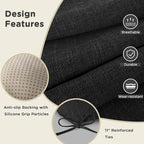 AddGrace Chair Cushions for Dining Chairs Set of 2 Kitchen Seat Cushions with Ties and Non Slip Backing Tufted Indoor Seat Pad for Kitchen Dining Room 18" x 17" x 3" Black