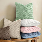 decorUhome Cozy Textured Throw Pillow Covers 18x18 Inch Set of 2, Soft Plush Faux Wool Beige Accent Couch Pillow Covers for Modern Farmhouse Sofa Bed Living Room