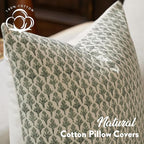 Floral Pillow Covers 18x18 Pillow Cover Block Print Couch Pillows for Living Room Decorative Neutral Accent Throw Pillow Covers, 1PC, Olive Green