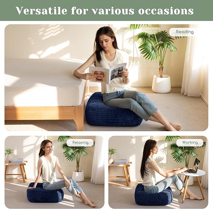 8" Washable Floor Pillow Cushion for Adults, Meditation Cushion Pillow, Removable Tufted Blended Corduroy Cover, Large Square Floor Sitting for Tatami Living Room or Yoga, 22x22 Inch, Machine Washable