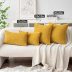 MIULEE Pack of 2 Mustard Yellow Throw Pillow Covers 12x20 Inch Soft Spring Chenille Lumbar Pillow Covers for Sofa Living Room Couch Solid Dyed Cases
