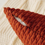 Kevin Textile 20x54 Inch Long Body Lumbar 1 Pack Boho Decorative Throw Pillow Cover Soft Striped Corduroy Rectangle Cushion Case Farmhouse Accent for Living Room Couch Sofa Bed, Burnt Brick