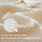 Simple&Opulence Cotton Muslin Throw Blanket 4 Layers for Bed, Couch, Woven Gauze Blanket with Tassels, Soft Lightweight Cozy Pre-Washed Breathable Farmhouse Decoration for All-Season(White)