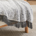 EMME Soft Sherpa Fleece Blanket with Tassel, Reversible Plush Fluffy Large Blanket, Light Weight Warm Decorative Boho Blanket Cover for Sofa, Couch, Bedroom,Travel(Tassel Grey,90"x90")
