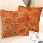 Fall Pumpkin Decorative Throw Pillow Covers 16x16 Set of 2 Pillow Covers, Faux Fur Square Pillow Cover Fluffy Plush Accent Throw Pillow Case, Throw Pillow Cover Cushion Cover for Autumn