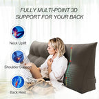 WOWMAX 80% Cotton & 20% Linen Blend Headboard Pillow – Full Size Reading Wedge Backrest for Bed, Handmade Firm Support Bolster Cushion with Removable Cover, Premium Bed Rest Pillow, Light Gray