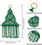 HVEST Green Macrame Christmas Tree Wall Hanging- Macrame Christmas Ornaments- Boho Xmas Gifts- Handmade Woven Tapestry for Bedroom Living Room Holiday Decorations, 16L X 10W
