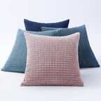 Softalker Throw Pillow Covers 18x18 Inch, Set of 4, Soft Corduroy Boho Stripe Decorative Pillow Cover, Couch Fluffy Pillow Cover for Farmhouse Home Decor Bed Living Room, Pink/Blue