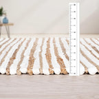 Jute Cotton Hand Woven Area Eug 2x3 Feet - Natural White, Small Farmhouse Reversible Stripe Hand Woevn Door Mat Ideal for Entryway, Kitchen, Bedroom | Beige Boho Soft Floor Rugs for Balcony