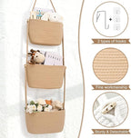 Hanging Basket, 3-Tier Wall Baskets, Over the Door Organizer with 4 Hooks, Hanging Baskets for Organizing, Woven Storage Basket Behind the Door for Nursery, Bedroom, Living Room, Kitchen