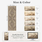 Brown Taupe 2x6 Hallway Runner Rug, Carpet Runners 6ft for Kitchen Non Slip Washable, Farmhouse Distressed Floor Runner for Entryway Front Door, Vintage Medallion Rug Runner Bathroom Bedroom