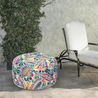 LVTXIII Indoor/Outdoor Extra Large Inflatable Ottoman Pouf D31 x H14 Inch, Round Footstool with Handle, Weather-Resistant Portable Furniture for Patio, Camping, Beach, Vigour Paisley