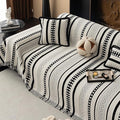 Striped Couch Cover Blankets, Boho Couch Covers, Sofa Blanket Cover for Dogs, Large Couch Covers for 3-4 Cusion Sofa, Chenille Sofas Covers Washable Sectional(1pc/Black/71 x 150")
