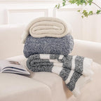 NEXHOME PRO Soft Throw Blankets for Couch, Reversible Warm Blankets Cozy Knit Blanket for Women, Fuzzy Plush Lightweight Throws for Sofa, Bed, Picnic, Navy, 50 x 60 inches