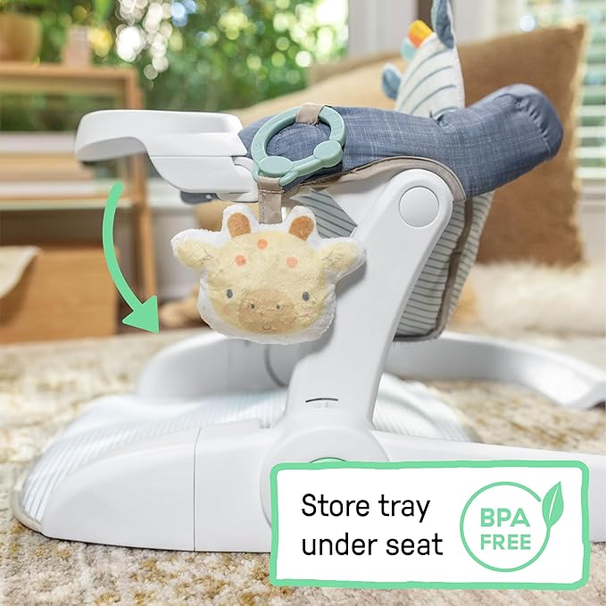 Ingenuity Prop Spot Learn-to-Sit Floor Seat for Baby, Removable Tray, 2 Linkable Toys, Tummy Time Mat, Unisex, for Ages 4-12 Months - Casi