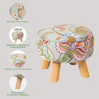 Round Storage Ottoman with Reversible Tray Lid, 12.7 "W x 10.6 "H Upholstered Footrest Pouf with Anti-slip & Scratch-resistant Foot Pads, Stain-Resistant Fabric Pouf, for Living Room, Bedroom, Dorm