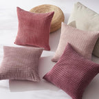 Topfinel Large Couch Throw Pillows Covers 20x20 Inch Set of 4,Accent Corduroy Striped Pink Decorative Euro Shams,Summer Home Decor Cushion Case for Beach,Patio,Balcony