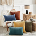 Fancy Homi 2 Packs Teal Decorative Throw Pillow Covers 20x20 Inch for Living Room Couch Bed Sofa, Rustic Farmhouse Boho Home Decor, Soft Corss Corduroy Patchwork Accent Square Cushion Case 50x50 cm