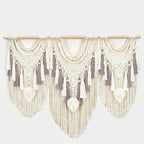 Tempospark Large Macrame Wall Hanging, 43" Wx32 L Boho Wall Hangings for Living Room Bedroom Nursery, Boho Chic Large Macrame Tapestry for Bedroom Wall Decor (Leaf Bead)