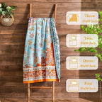Boho Throw Blanket 100% Cotton Muslin Woven Blanket Bohemian Bed Throws Vintage Rustic Farmhouse Decor Reversible Bed Blanket Quilt for All Seasons（Yellow 60"x80"）