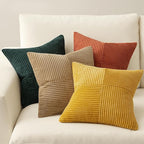 MIULEE Green Rust Throw Pillow Covers 20x20 Inch Set of 4 Boho Farmhouse Soft Corduroy Striped Cushion Cases Decorative Color-Clash Home Decor for Couch Sofa Living Room Bed