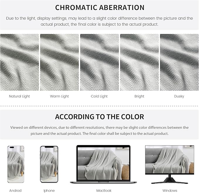 BOURINA Herringbone Throw Blanket,Soft Lightweight Cozy Throw for Bed Couch Decorative Blanket, Light Grey 50" x 60"