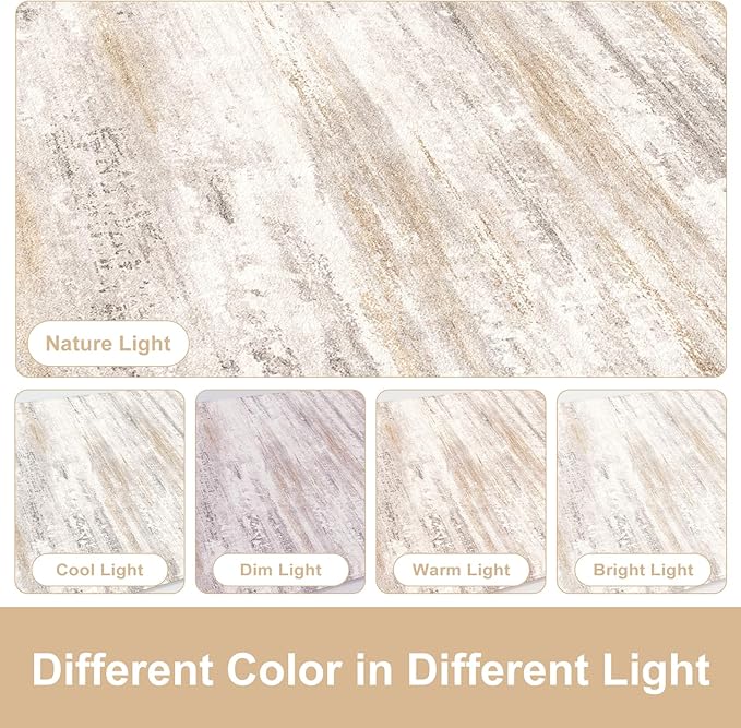 KIMODE Anti Fatigue Kitchen Mats for Floor 2 Piece, Cushioned Abstract Kitchen Rugs,Memory Foam Kitchen Floor Mats, Standing Desk Mats for Laundry, Office, Sink Light Brown Multi 17"x47"+17"x29"