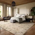 Washable Rugs for Living Room: 9x12 Area Rugs for Bedroom Ultral Soft Non-Slip Stain Resistant Vintage Boho Large Carpet for High-Traffic Dining Room - Farmhouse Decor