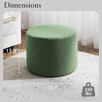 Bezseller Soft Boucle Pouf Ottoman, Comfortable Foot Rest, Full Foam Filling Footstool for Living Room, Bedroom, Lightweight Comfort and Charm Floor Poof Seating Perfect to Rest Your Feet, Green