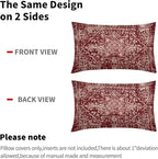 Burgundy Red Boho Lumbar Pillow Covers 12x20 Inch Beige Tan Gray Maroon Pillow Cases for Couch Farmhouse Bohemian Carpet Pattern Ethnic Rectangle Pillow Cases for Bed Patio Covers Outdoor Indoor Set 2