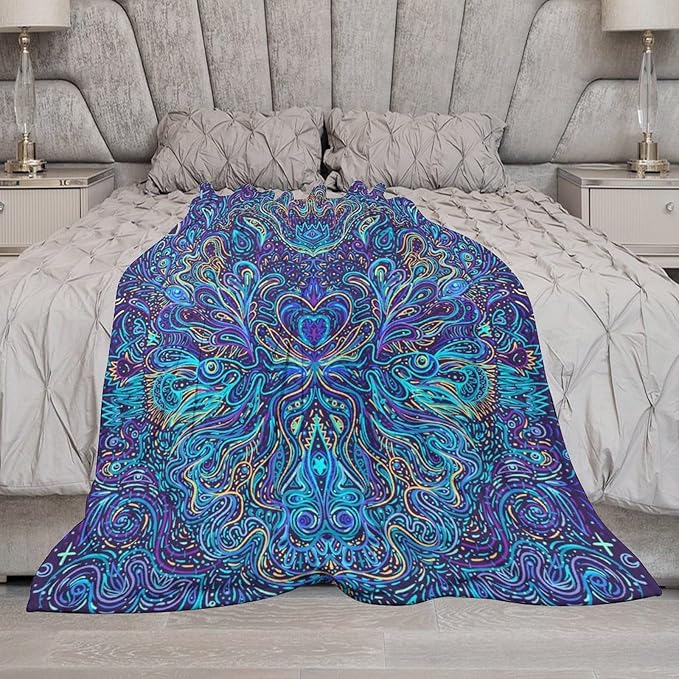 Hippie Bohemian Mandala Throw Blanket Indian Gypsy Abstract Flower Floral Texture Print Blanket for Sofa Bed Couch Chair Or Dorm 30"x40"