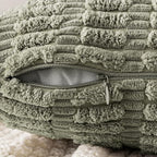 MIULEE Pack of 2 Corduroy Decorative Lumbar Throw Pillow Covers 20x12 Inch Soft Boho Striped Pillow Covers Modern Farmhouse Home Decor for Summer Sofa Living Room Couch Bed Light Olive Green
