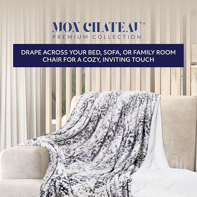 Mon Chateau 60" x 70" Serenity Flannel Throw Blanket, Abstract Print Soft Blanket for Queen-Size Bed, Couch, or Sofa, Cozy Home Decor and Stylish Living Room Comfort, Dreamscape