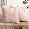 MIULEE Pack of 2 Cute Decorative Burlap Linen Valentine Throw Pillow Covers Farmhouse Pillowcases Modern Rustic Woven Textured Cushion Cover for Sofa Couch Bed 20x20 Inch Pink