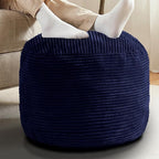 Sqodok Round Stuffed Pouf Ottoman for Foot Stools, 20"x 15" Corduroy Poufs Ottoman with Shredded Foam Filling, Washable Floor Poufs Foot Rest for Living Room Bedroom Home Decor and Office Chair