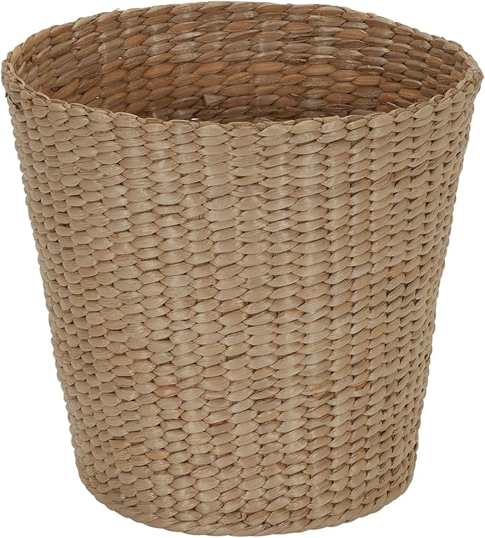 Household Essentials Handwoven Cattail Wicker Waste Basket, Natural