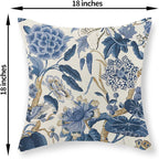 Blue Floral Pillow Covers 18x18 Set of 2 Vintage Floral Throw Pillows Chinoiserie Flower Botantical Decorations Pillowcase Outdoor Decor Linen Farmhouse Cushion Case for Couch Sofa Bed
