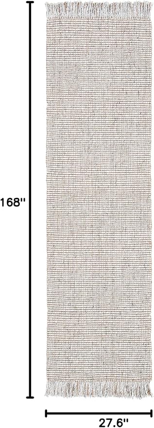 SAFAVIEH Natural Fiber Collection Runner Rug - 2'3" x 14', Silver & Natural, Handmade Woven Fringe Jute, Ideal for High Traffic Areas in Living Room, Bedroom (NF826G)
