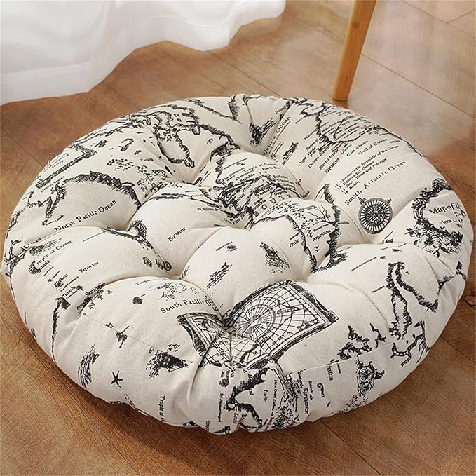 Large Round Floor Cushion, Comfortable Cotton and Linen Boho Meditation Pillow Tatami Seating Cushion for Room Reading Book Nursery Room Balcony,C,60 * 60cm