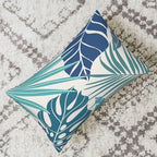 Tropical Pillow Covers 12x20 Set of 2 Navy Blue Aqua Teal Monstera Palm Leaf Pillowcase Summer Decorations Tropical Outdoor Throw Pillows Linen Decor Botanical Plant Cushion Case for Home Bed