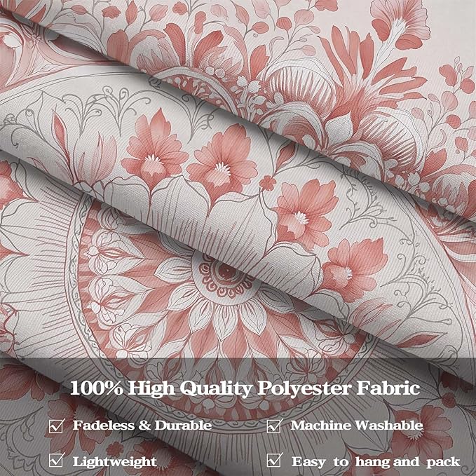 Accnicc Pink Floral Mandala Tapestry Wall Hanging Boho Medallion Tapestry Aesthetic Watercolor Flower Cute Large Tapestries for Bedroom Living Room Dorm Decor 80 x 60 Inch