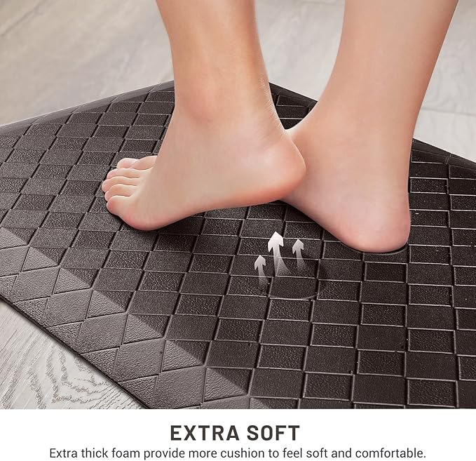 HappyTrends Kitchen Floor Mat - 4/5 Inch Thick Anti-Fatigue Kitchen Rug,Waterproof Non-Slip Kitchen Mats and Rugs Heavy Duty Ergonomic Comfort Rug for Kitchen,Office,Sink,Laundry,(22"x36", Chocolate)